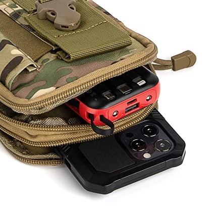 Tactical Molle Phone Pouch Nylon Multi-Purpose EDC Pouch Utility Waist Bag Tool Holster with Shoulder Strap for 4.7"-6.7" Smartphone - color: Camo