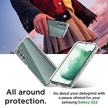 AICase for Galaxy S22 Case Clear Case(6.1"),Heavy Duty Drop Protection Full Body Rugged Shockproof/Dust Proof 3-Layer Military Protective Tough Durable for Samsung S22 6.1 5G - color: S22 case(Clear)