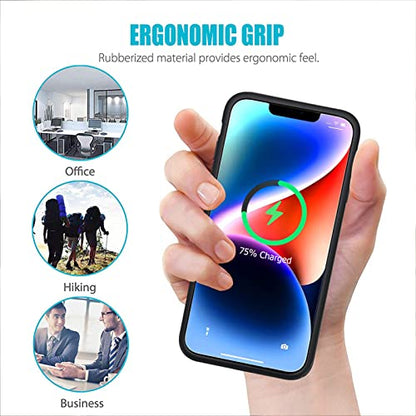 Battery Case for iPhone 14, Full Encircle 10000mAh High Capacity Rechargeable Smart Portable Charger Case Extended Battery Pack for iPhone 14 (6.1 inch) Wireless Charging Case Support Carplay-Black - size: iPhone 14 (6.1 inch)