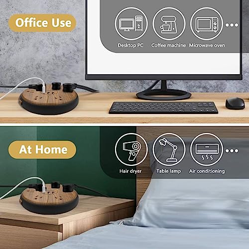 Power Strip Surge Protector 6 AC outlets with USB and USB-C PD 20W Fast Charging 15A 1875W high Power Output Widely Spaced Multi outlets Circuit Breaker Safeguard for Home,Office, Dorm Room - color: Light Wood Grain USB-C
