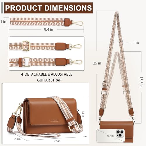 Small Crossbody Bags for Women RFID Vegan Leather Wristlet Phone Mini Purse Shoulder Handbag Wallet Travel Purse - color: Brown