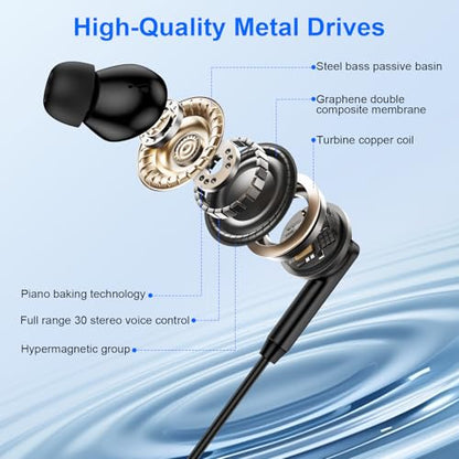 USB C Samsung Earbuds Wired Ear Buds for Samsung Galaxy A16 A17 A36 5G A26 - color: Black