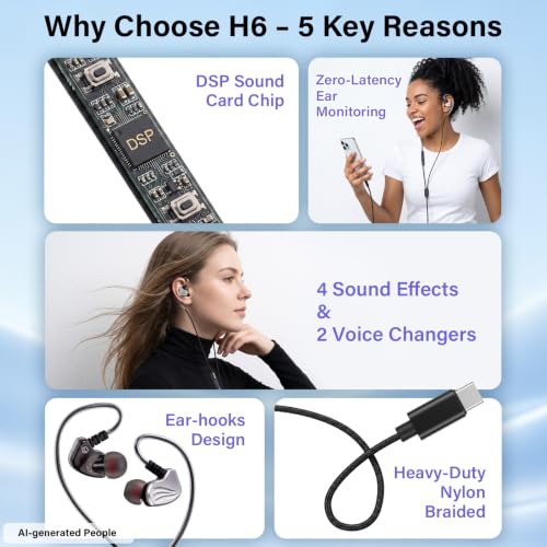 Online Karaoke Headset w/Mic & Voice Changer Sound Effects for TikTok Live - color: In-Ear (Black)