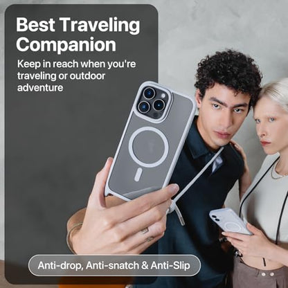 MAGEASY Roam MagSafe Crossbody iPhone Case with Adjustable Strap for iPhone 16 Pro Max, Magnetic Case with Detachable Lanyard, 16FT Drop Defense, Camera Control Compatible (Transparent) - color: Transparent, size: iPhone 16 Pro Max