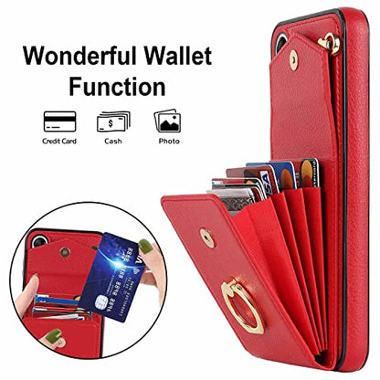 Asuwish Wallet Case for Samsung Galaxy A16 5G/4G Women Men Red | with Tempered Glass Screen Protector, Ring Holder, RFID Blocking, Card Holder, Wrist Strap, PU Leather, Cover for A 16 - color: Red