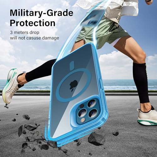 Supdeal Magnetic Clear Case for iPhone 12/12 Pro, [Compatible with MagSafe] [Non Slip Bumper & Not Yellowing] Military Grade Shockproof Transparent Silicone Phone Cover, 6.1", Blue - color: Blue, size: iPhone 12/12 Pro