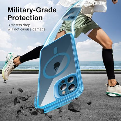 Supdeal Magnetic Clear Case for iPhone 12/12 Pro, [Compatible with MagSafe] [Non Slip Bumper & Not Yellowing] Military Grade Shockproof Transparent Silicone Phone Cover, 6.1", Blue - color: Blue, size: iPhone 12/12 Pro