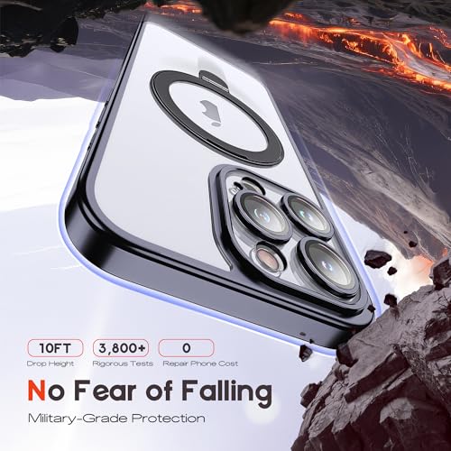 for Plating iPhone 15 Pro Max Case with Magnetic Stand,Black - color: Black, size: iPhone 15 Pro Max