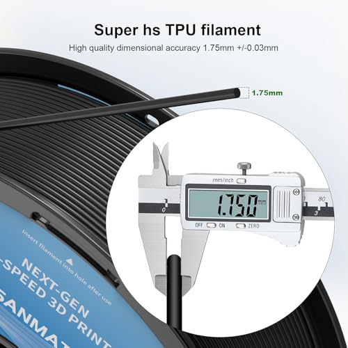 iSANMATE HS TPU Filament 1.75mm, Black TPU 95A HF High Speed, 1kg | Flexible Tough Wear-Resistant; HF TPU 50-200mm/s; Compatible with Bambu Lab and Most FDM 3D Printer for TPU Beginner - color: Black, size: TPU-HS-95A