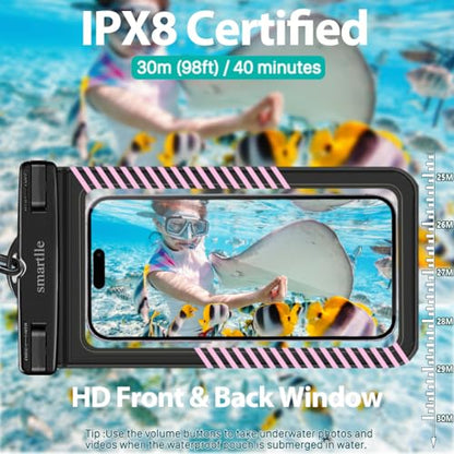 Waterproof Phone Pouches Bags Holder, Cell Phone Water Protectors 4 Pack for Swimming, IPX8 Waterproof Phone case Cover for iPhone 15 14 13 Pro Max 12 11, for Galaxy S24 S23 Ultra Up to 7"