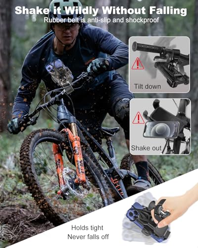 Shockproof Bike Phone Holder for Stroller, Motorcycle, Baby Stroller, Shopping Cart, Scooter, Ebike, Bicycle, Handlebar Cell Phone Mount Clamp for iPhone 17 16 15, All 4-7” Devices