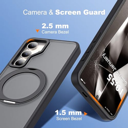 for Samsung Galaxy S24 Case with 360° Spin Stand,Black | 360° Spin Magnetic Ring Stand,Compatible with Magsafe,Military Protection Phone Case - color: Black, size: Samsung Galaxy S24