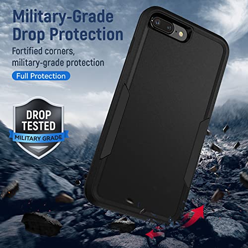 for iPhone 7/8 Plus Case, with HD Screen Protector,[Military Grade Drop Tested] Heavy-Duty Tough Rugged Shockproof Protective Phone Case for iPhone 7/8 Plus 5.5”, Black - color: Black