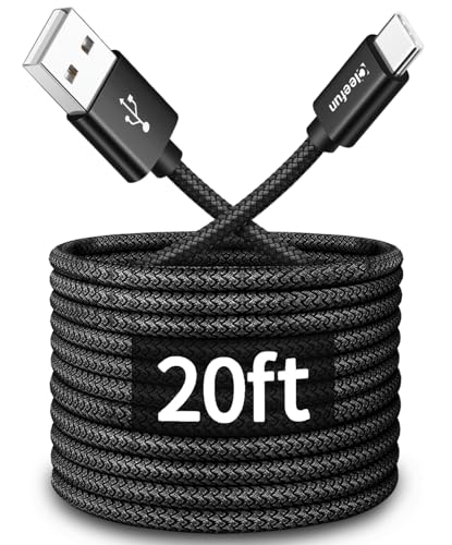 CLEEFUN Long USB C Cable 20ft, USB to USB-C Charging Cable Type C Charger - color: Black, size: 20ft