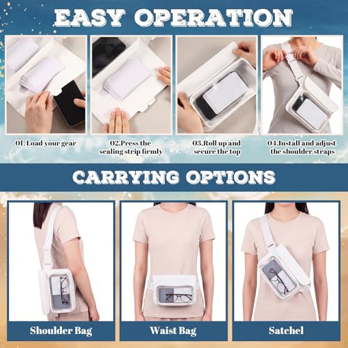 Ipx8 Waterproof Fanny Pack, 1 Pack Floating Waterproof Phone Pouch Touchscreen Dry Bag with Adjustable Waist Strap for Beach, Swimming, Kayaking, Boating, Fits Phones up to 8.5"(White) - color: White