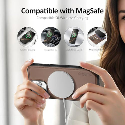 Shieldtop Compatible with MagSafe iPhone 13 Pro Max Wallet Case,Coffee - color: Coffee, size: iPhone 13 Pro Max - 6.7"