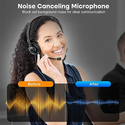 MAIRDI Telephone Headset with RJ9 Jack & 3.5mm for Multipe Devices, Office Headset with Mic Noise Canceling for Call Center, Work with Landline Deskphone Cell Phone PC Laptop