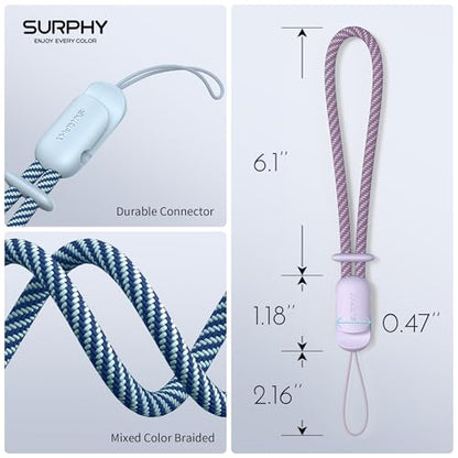 SURPHY 2 Pack Phone Lanyard, Phone Wrist Strap for Case, Camera Wrist Strap - color: Lilac & Cloud Blue