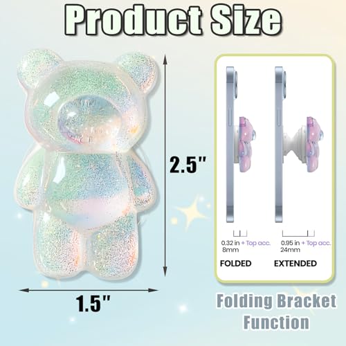3D Gummy Bear Phone Grip Stand Cute Gummy Bear Style Expandable Collapsible Mobile Phone Grip Stand Holder Comfortable to Hold Phone Grips for Smartphone & Tablet Cell Phone (White) - color: White