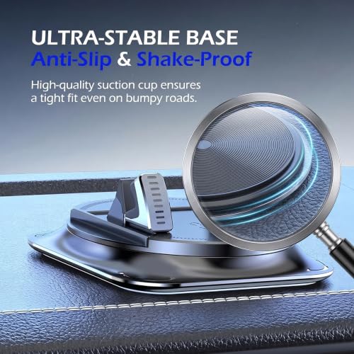 1 PC Car Phone Holder, Dashboard Cell Phone Mount, Anti-Slip One-Hand Operation Bracket, 360 Degree Rotation ，Universal for Most Cars, Trucks, SUVs (Black)