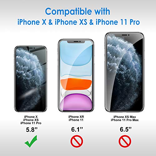 JETech Screen Protector for iPhone 11 Pro/Xs/X, 3-Pack | HD Clear, Face ID Compatible, Anti-Scratch Glass - size: iPhone 11 Pro/Xs/X