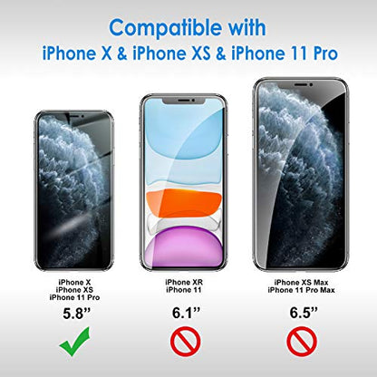 JETech Screen Protector for iPhone 11 Pro/Xs/X, 3-Pack | HD Clear, Face ID Compatible, Anti-Scratch Glass - size: iPhone 11 Pro/Xs/X