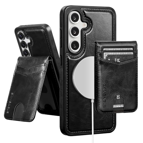 SkyEagle Compatible with Magsafe 2 in 1 Detachable Samsung Galaxy S25 Plus Wallet Case with Card Holder,Women Men Magnetic PU Leather RFID Blocking Flip Folio Kickstand Credit Slots,Black - color: Black, size: Samsung Galaxy S25 Plus - 6.7"