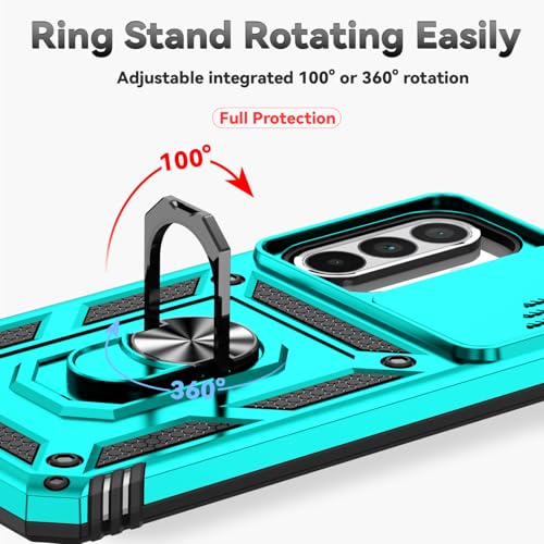 for Samsung Galaxy A36 5G Case with Slide Camera Cover HD Screen Protector [Military Grade 16ft. Drop Tested] Magnetic Ring Holder Kickstand Protective Phone Case for Galaxy A36 5G 2025, Mint - color: Mint w/ Slide Camera 2nd gen. Military Grade