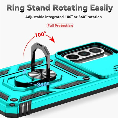 for Samsung Galaxy A36 5G Case with Slide Camera Cover HD Screen Protector [Military Grade 16ft. Drop Tested] Magnetic Ring Holder Kickstand Protective Phone Case for Galaxy A36 5G 2025, Mint - color: Mint w/ Slide Camera 2nd gen. Military Grade