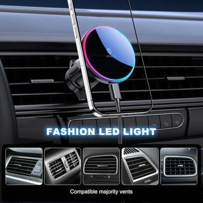 for Mag-Safe Car Mount Charger Dash Windshield Vent Magnetic Phone Holder - color: Black