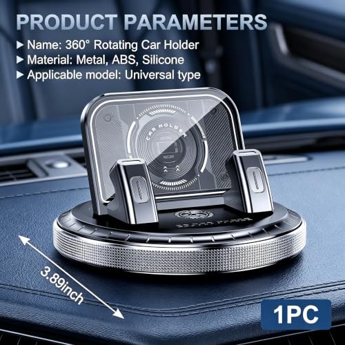 Car Phone Holder 360 Degree Rotation, Non-slip Car Navigation Mount, Car Phone Mount with Double Layer Pad, Universal for Most Cars, SUVs, Trucks (Silver) - color: Silver