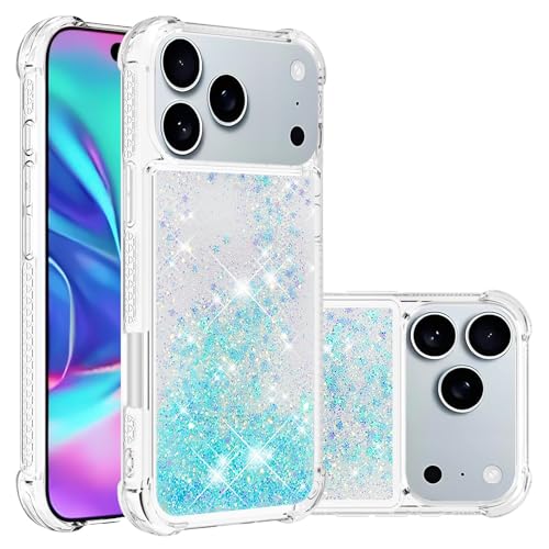 for iPhone 17 Pro Case Glitter Cute Liquid Star Blue YB | Phone Case for Girls Women,Bling Sparkly,Floating Quicksand,Soft TPU Clear,Shockproof Protective,Bumper Durable - color: Blue, size: iPhone 17 Pro