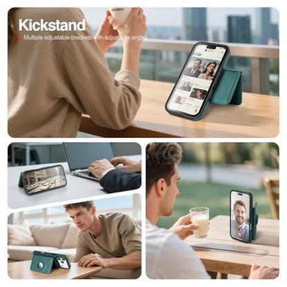 Antsturdy Compatible with MagSafe iPhone 17 Pro Wallet Case,Blue Green - color: Blue Green, size: iPhone 17 Pro - 6.3"