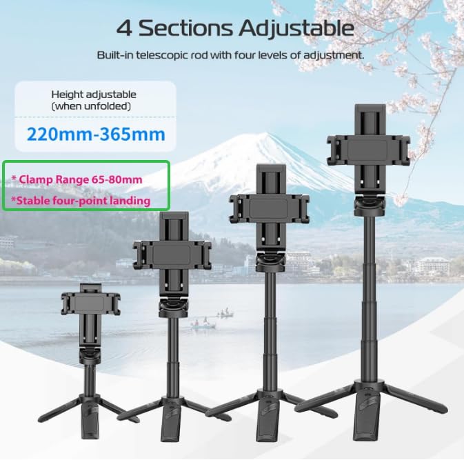 ULANZI JJ02 Selfie Stick Tripod, Portable Pocket Size Phone Tripod Holder - color: Matte