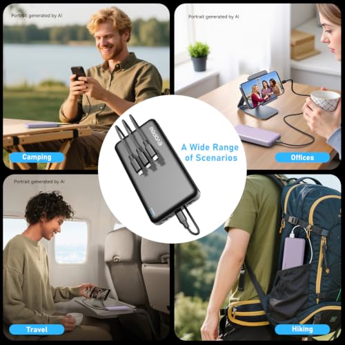 Portable Charger, 10000mAh Power Bank, Travel Battery Pack - color: Purple