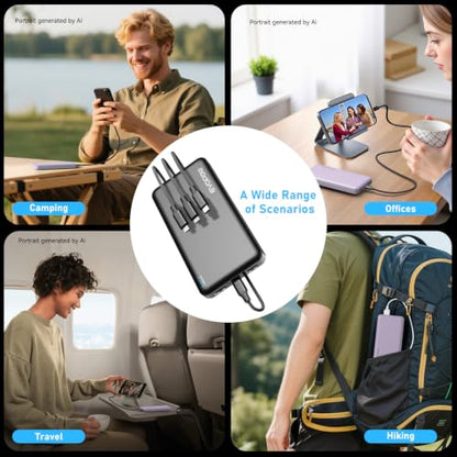 Portable Charger, 10000mAh Power Bank, Travel Battery Pack - color: Purple