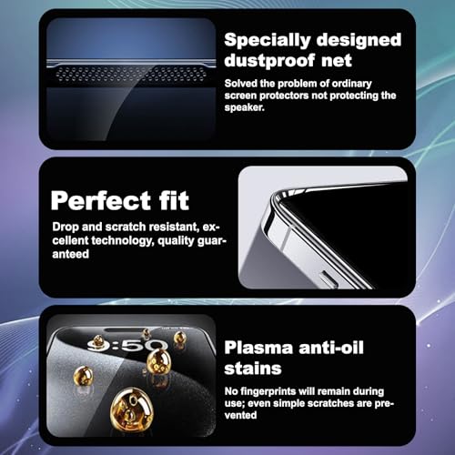2 Pcs Screen Protector for iPhone 16, Glossy Tempered Glass Screen Protector with Alignment Frame, Anti-Scratch, Bubble Free - color: iPhone 16