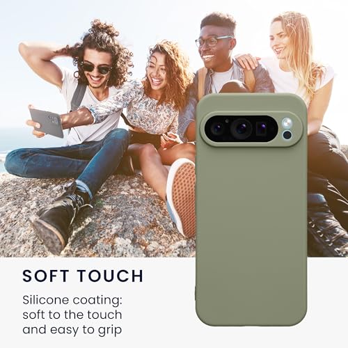 kwmobile Case Compatible with Google Pixel 9 Pro XL Case - Protective Slim TPU Phone Cover - Soft Matte Finish - Gray Green - color: gray green