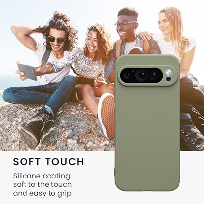 kwmobile Case Compatible with Google Pixel 9 Pro XL Case - Protective Slim TPU Phone Cover - Soft Matte Finish - Gray Green - color: gray green