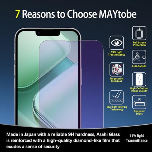 MAYtobe 2-Pack Screen Protector for iPhone 17e, 16e Eye Care Tempered Glass - size: iPhone 17e,16e