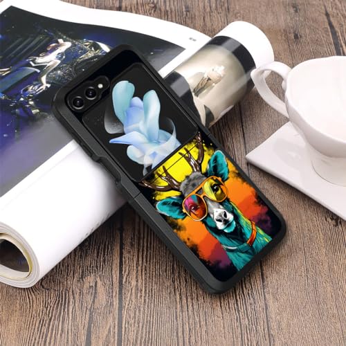 for Samsung Galaxy Z Flip 5 Case, Heavy Duty Dual Layer Hybrid Military Grade Shockproof Drop Folding Protective Cover for Samsung Galaxy Z Flip 5 5G 2023, Cool Deer with Sunglasses - color: Cool Deer with Sunglasses