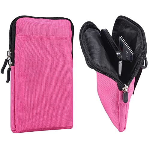 QBYVQQN Cell Phone Waist Belt Holster Mens, Waterproof Zipper Crossbody Smartphone Shoulder Messenger Bag Wallet Sling Bag - color: Rose Red, size: 7.2 INCH