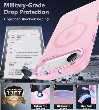 Newfuture Magnetic for iPhone Air Case Matte Shockproof, Chalk Pink | Military Drop Protection, Slim Matte Anti-Fingerprint, Compatible with Magsafe, Camera Guard, Translucent Protective Cover - color: Chalk Pink, size: iPhone Air 6.5 inch