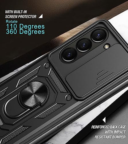 RKINC Case for Samsung Galaxy Z Fold 5 Case with Slide Camera Cover & Rotated Ring Kickstand Military Grade Shockproof with Magnetic Car Mount Holder Cover, Rose Gold - color: Rose Gold, size: Samsung Z Fold 5