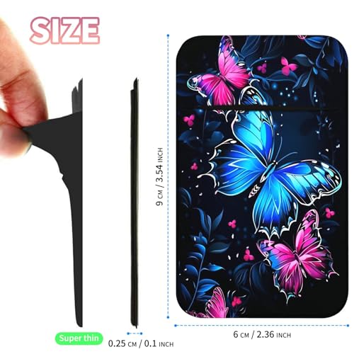 Phone Credit Card Holder Stick on, Phone Case Wallet, Cell Phone Pocket Self Adhesive Stretchy Lycra Stick on Wallet ID Credit Card Case Pouch Sleeve for All Smartphones, Blue Red Butterfly - color: Phone Case Wallet-610