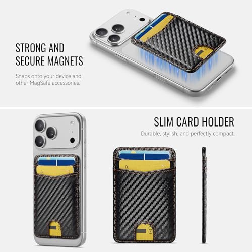 for Magsafe Wallet Magnetic Card Holder RFID Blocking, Carbon Black - color: Carbon Black