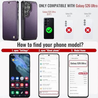 for Samsung Galaxy S26 Ultra - Slim Case Magnetic Wallet, Purple - color: Purple, size: Galaxy S26 Ultra