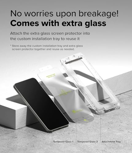 Ringke for Samsung Galaxy S25 / S24 Screen Protector [Easy Slide, 2 Pack] | Easy Installation with Alignment Tool, Case Friendly Premium 9H Hardness Tempered Glass - size: Galaxy S25 / S24