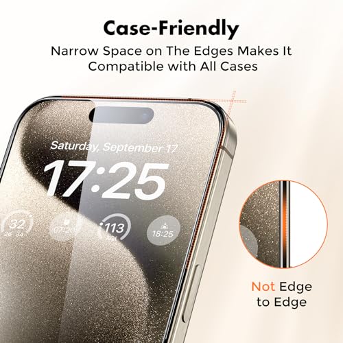 UNBREAKcable 4-Pack iPhone 15 Pro Screen Protector, 9H Hardness | 9H tempered glass | 99.99% HD clarity | Double Shatterproof|alignment frame easy install | case-friendly - size: iPhone 15 Pro