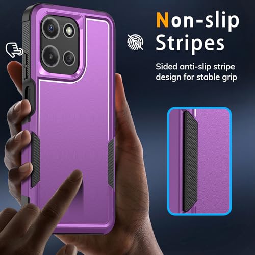 Vinve for Moto G Power 2025 Case with HD Screen Protector, Military-Grade Shockproof & Dual-Layer Protection, Anti-Slip Grip Design Phone Case, Purple - color: Purple